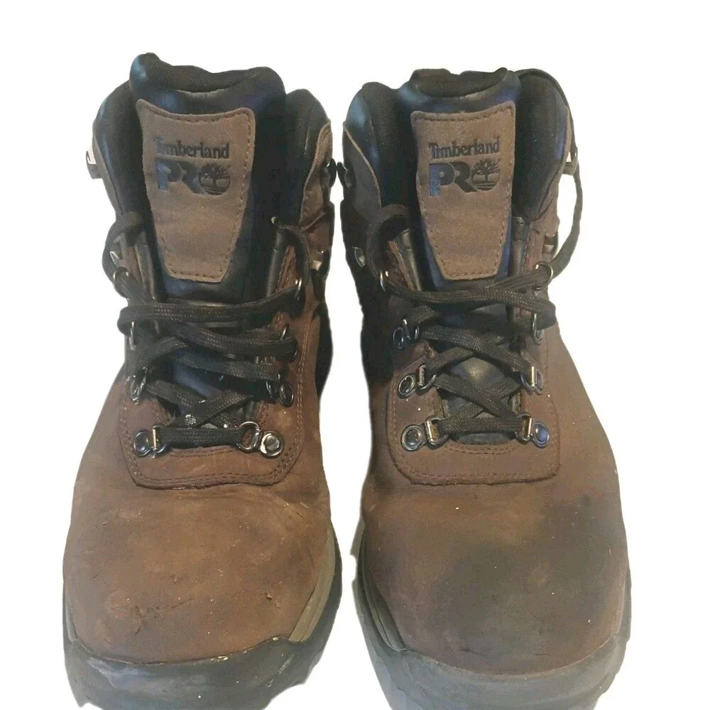 Men's Timberland PRO Flume Mid Waterproof Steel Toe Work Boot Brown A1Q8V Sz-11m